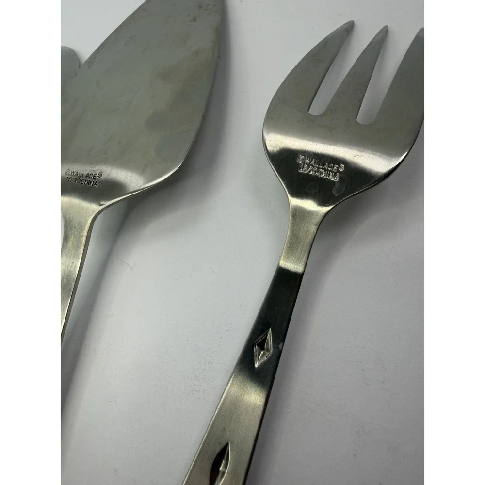 Wallace Stainless Taos Flatware 4 Serving Pieces Southwest Meat Fork Spoons